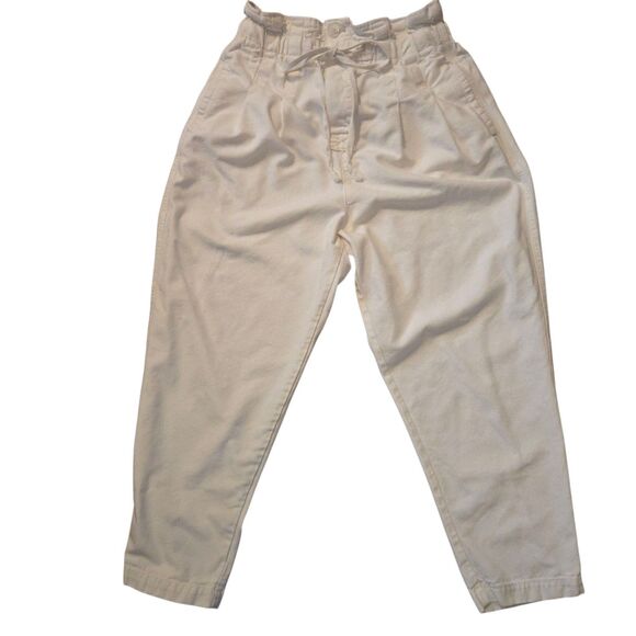 Free People Margate Pleated Barrel Trousers M Pleated Tapered Paperbag Waist - Picture 1 of 6